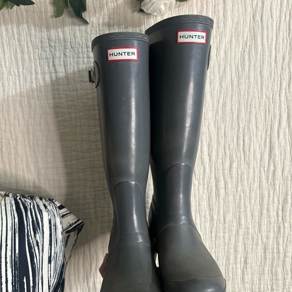 Hunter Charcoal Tall Boots - Picture 1 of 4